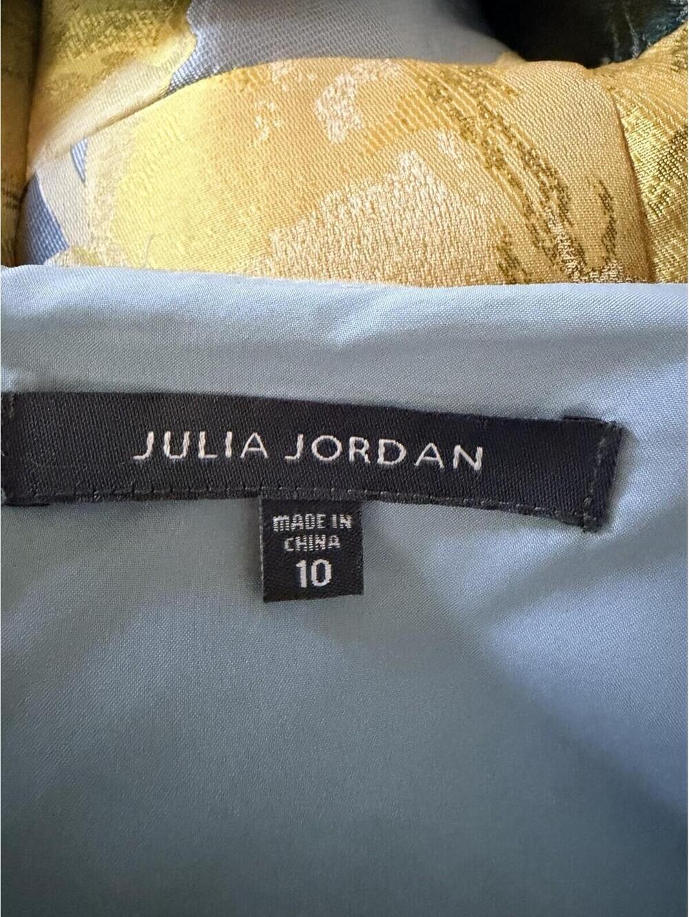 New Julia Jordan Floral Jacquard Midi Cocktail Dress In Yellow Blue Multi Sz 10 - Picture 12 of 14